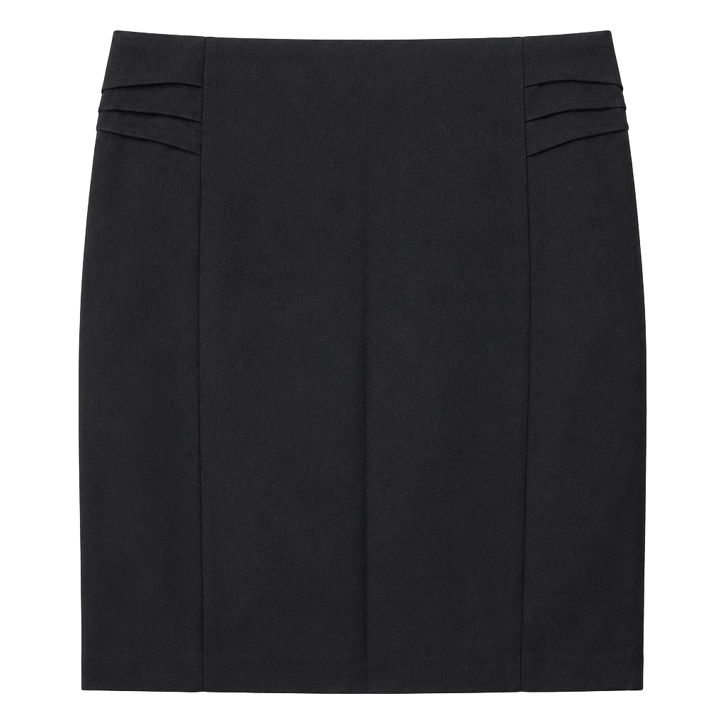 Express Pencil Skirt Size 14 Black Pleat Detail Knee Length 1