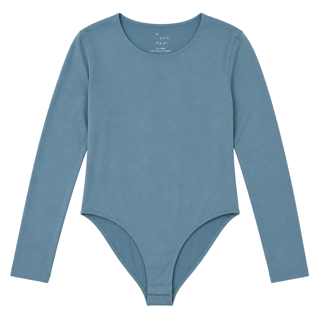 A New Day Long Sleeve Bodysuit Blue XX-Large 1