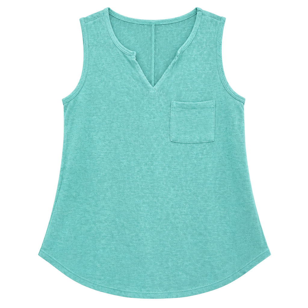 Dept 222 Tank Top L Green V-Neck Pocket Sleeveless 1