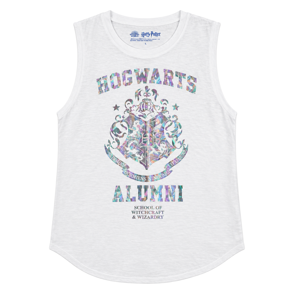 Harry Potter Hogwarts Alumni Muscle Tank Top White Foil Graphic 1
