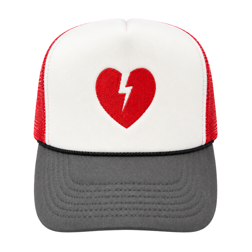 Warren Zeiders Trucker Hat Red White Broken Heart Snapback Signed 1