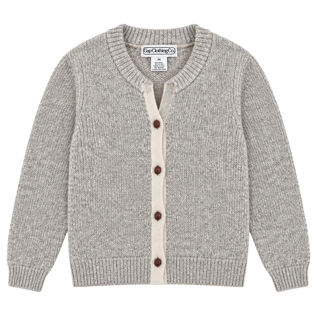 Vintage 80s Gap Clothing Co Ragg Wool Henley Sweater M Made USA Oatmeal 1