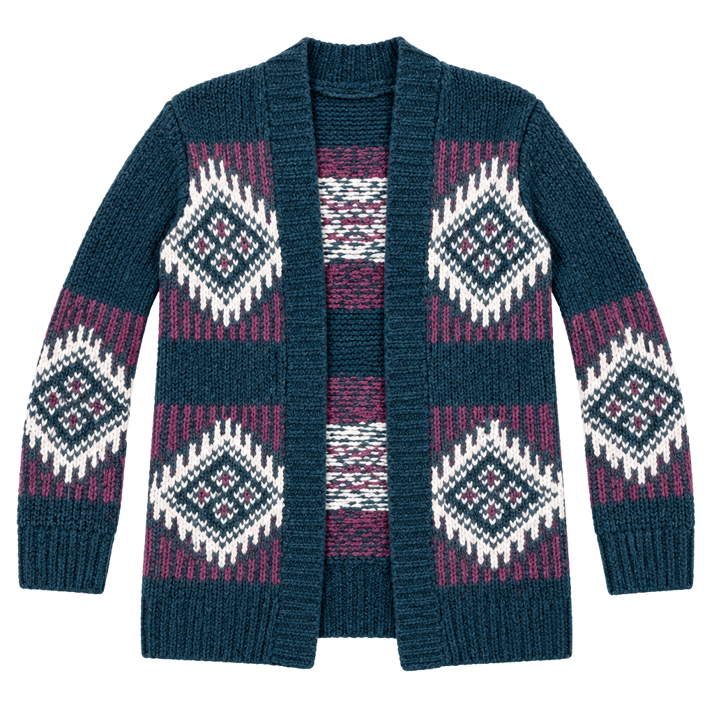 Hollister Aztec Open Front Cardigan Size S Dark Green Wool Blend 1