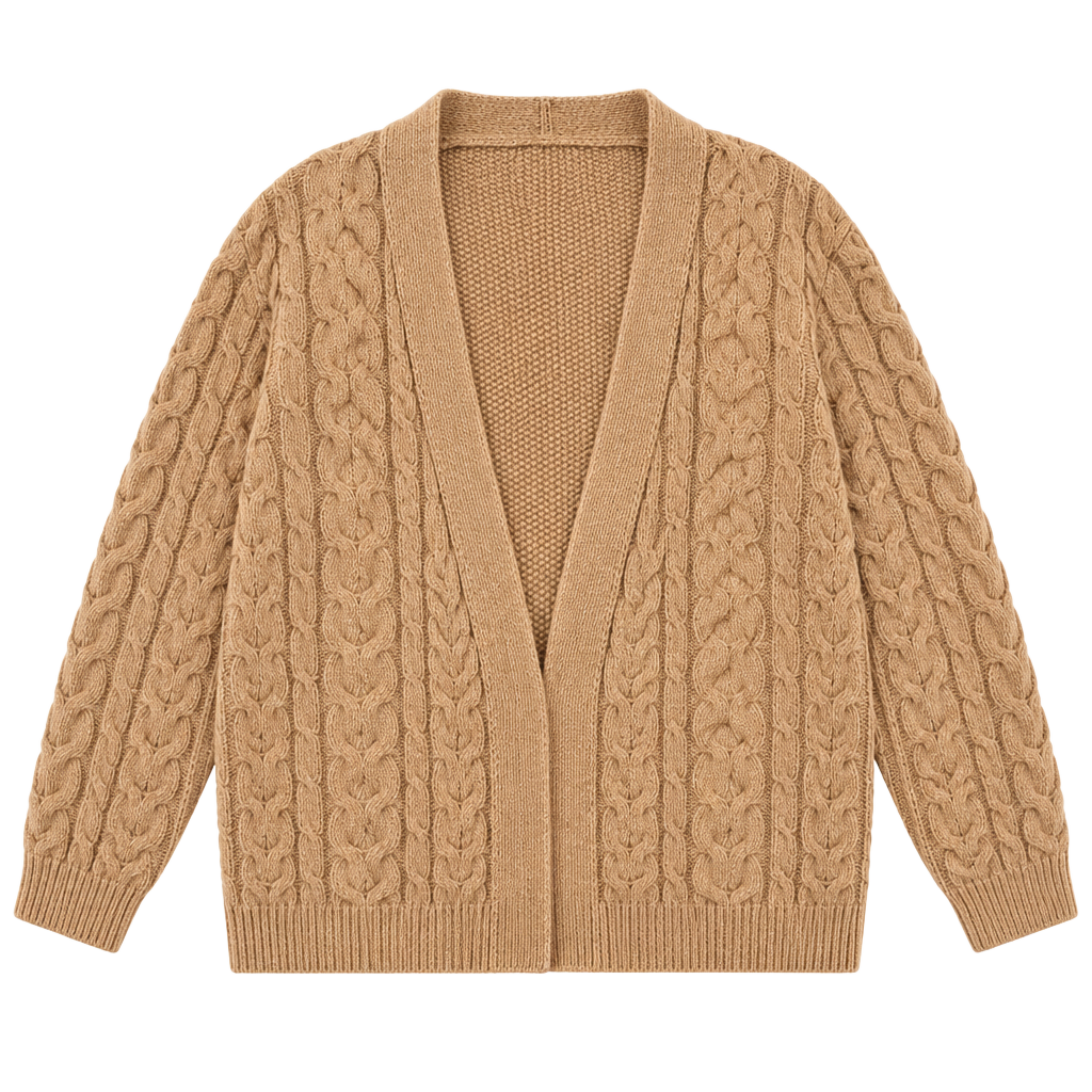 Joie Cable Knit Cardigan Size S Caramel Brown V-Neck Button Front Sweater 1