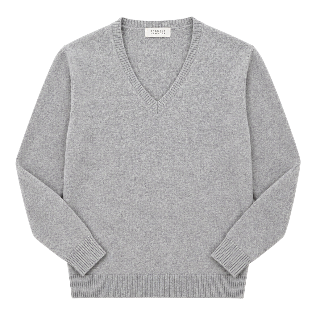 Barneys New York V-Neck Cashmere Sweater Gray 1
