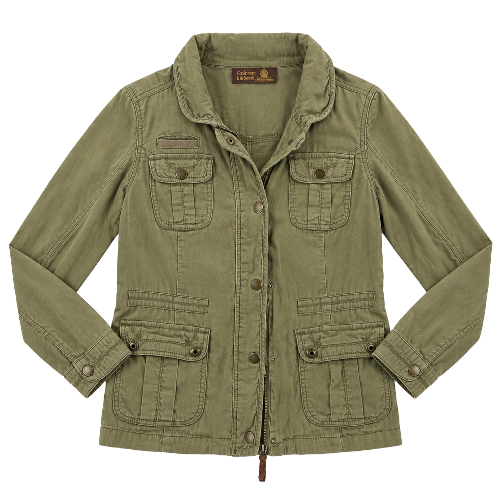 Lyle & Scott Women M Olive Green Military Utility Field Jacket Made In Scotland 1