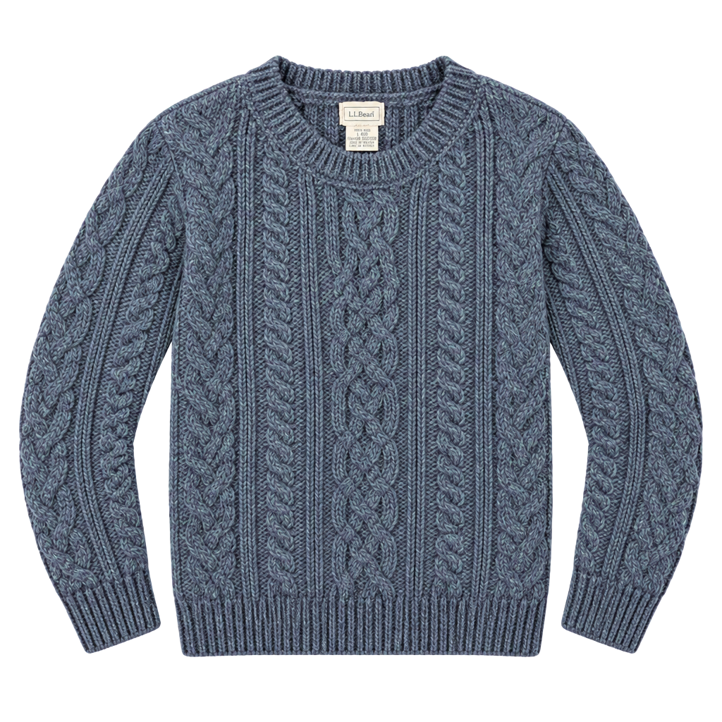 Vintage 90s LL Bean Irish Fisherman Sweater L Wool Cable Knit Made Ireland 1