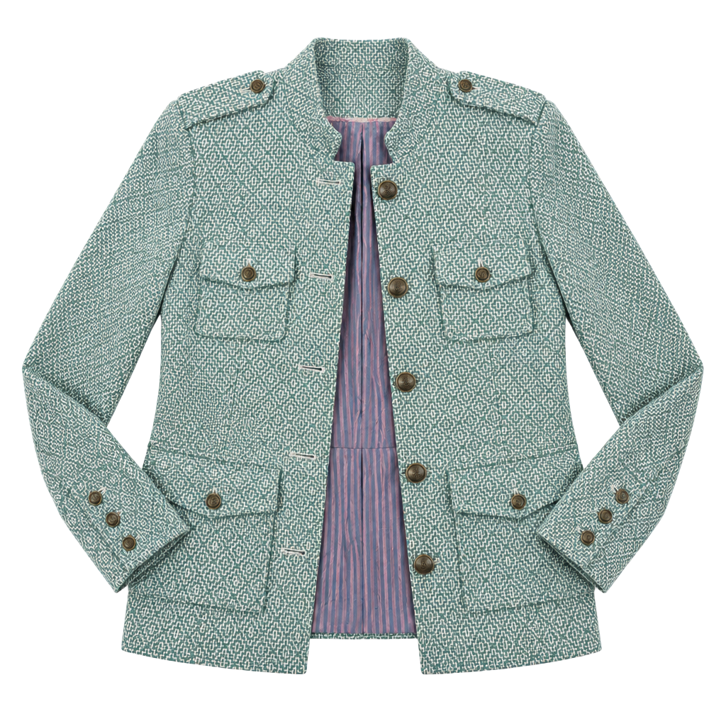 Sundance Tweed Utility Jacket Size 10 Green Wool Blend Button Cargo 1