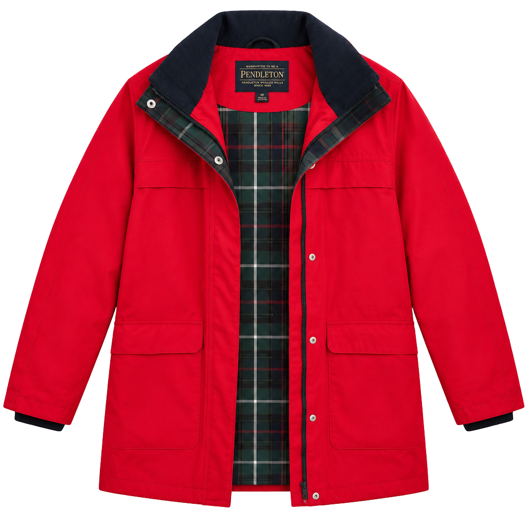 Pendleton Parka Jacket Size M Red Plaid Lined Winter Coat 1