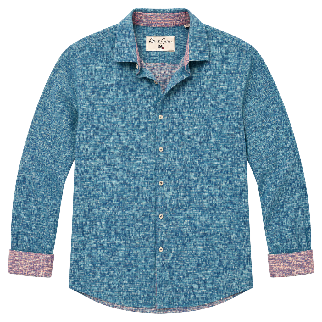Robert Graham Brixton Classic Fit Shirt Size L Blue Flip Cuff 1