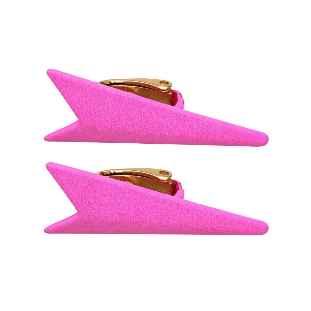 Vintage Triangle Enamel Clip-On Earrings 1980s Geometric Pink Gold-Tone 1