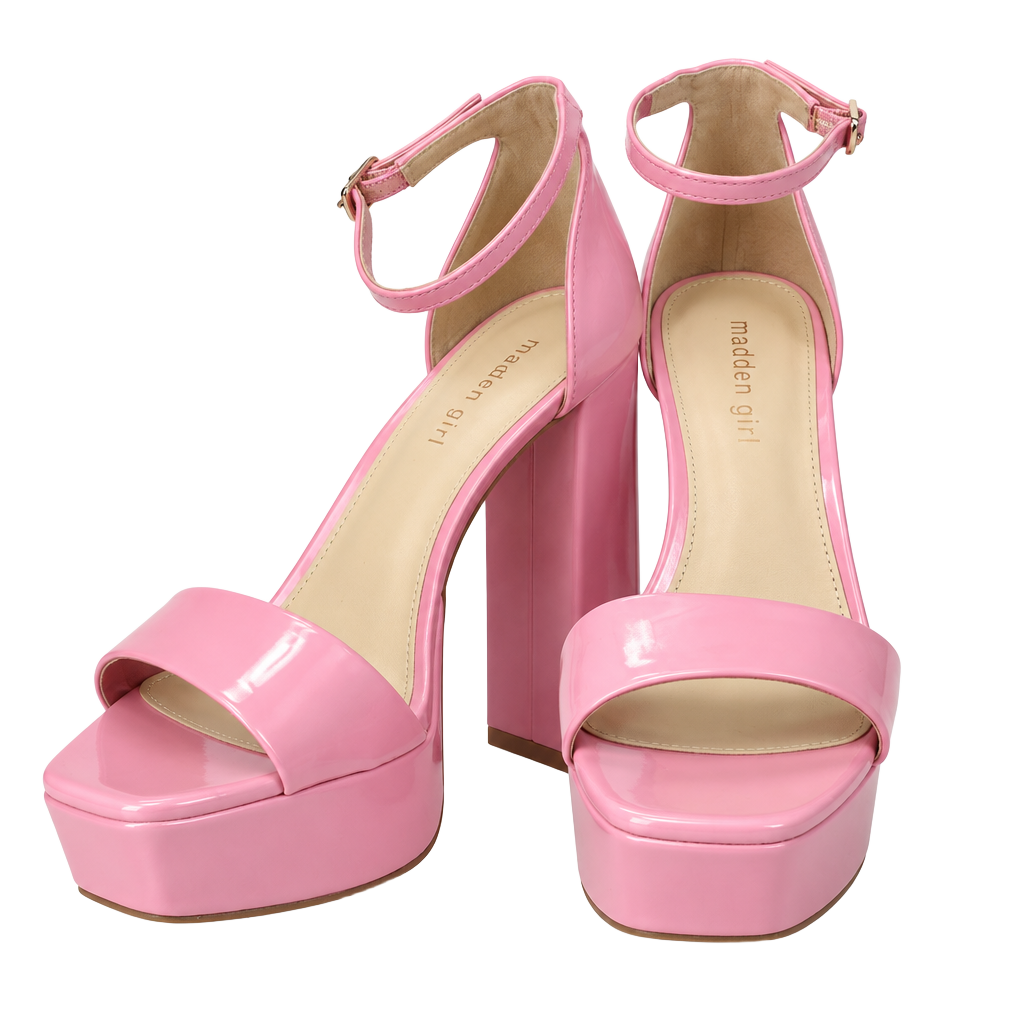 Madden Girl Summit Platform Sandal Pink Patent Block Heel Shoes 1