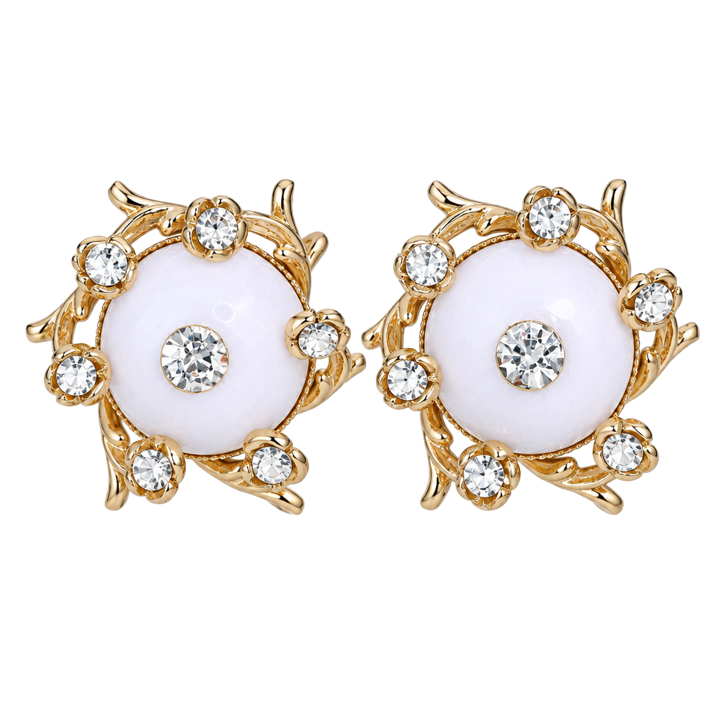 Vintage Coro Moonglow Lucite Rhinestone Screw-Back Earrings 1