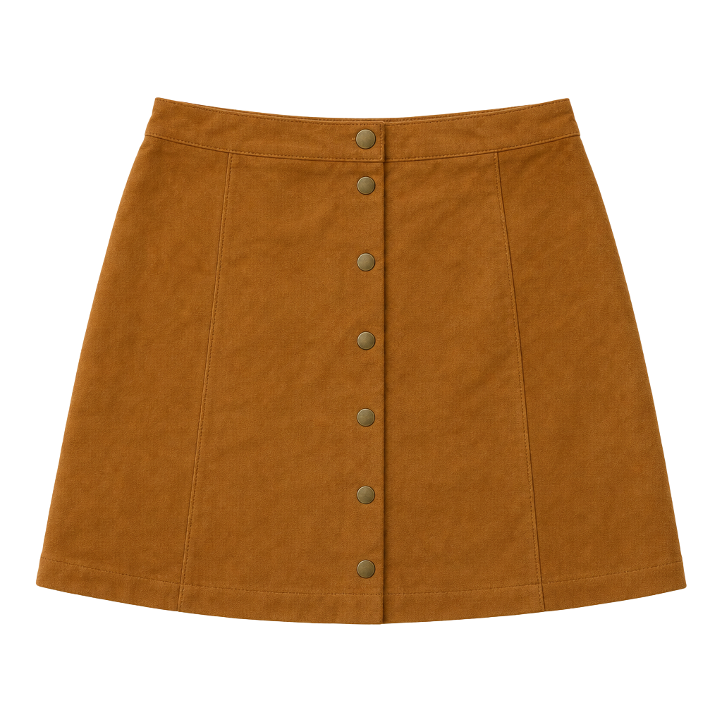 Old Navy Women's Faux Suede Button-Front Mini Skirt in Caramel Brown 1
