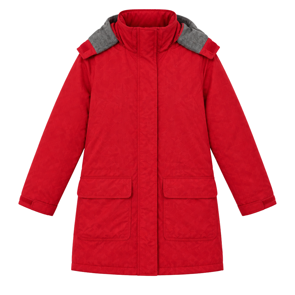 Vintage Lands End Red Squall Parka Jacket Polartec Fleece Lined Size M Petite 1