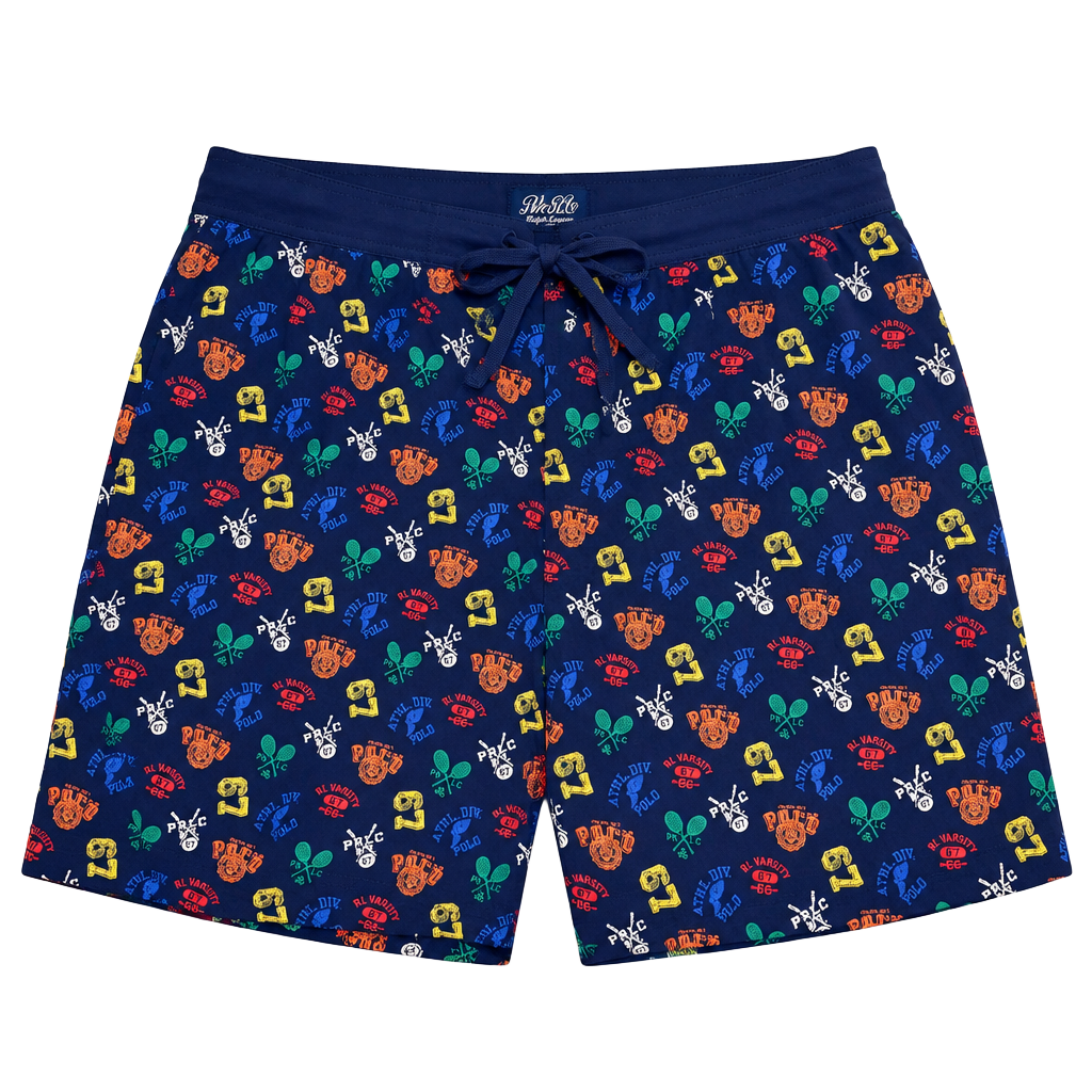 Polo Ralph Lauren Sleep Shorts Size XL Navy Multi Varsity Print 1