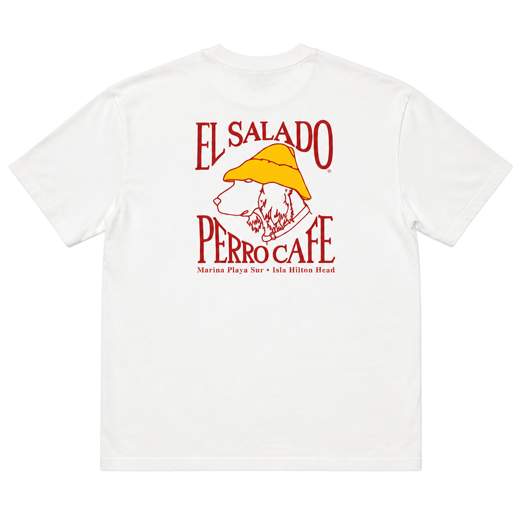 Vintage El Salado Perro Cafe Marina Playa Sur Isla Hilton Head Graphic T-Shirt White 1