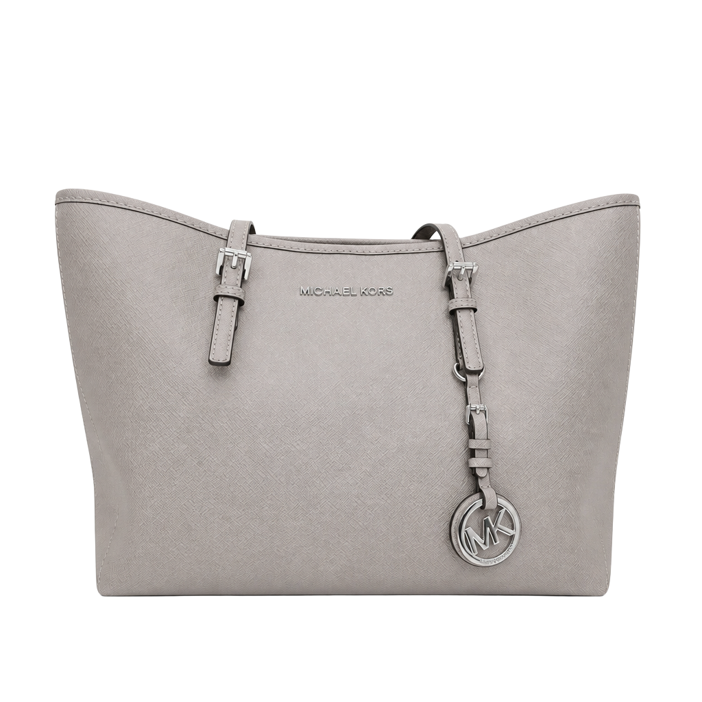 Michael Kors Jet Set Travel Saffiano Leather Tote Bag Steel Gray 1