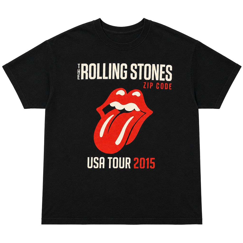 Gildan Ultra Cotton The Rolling Stones Zip Code USA Tour 2015 Black T-Shirt XL 1