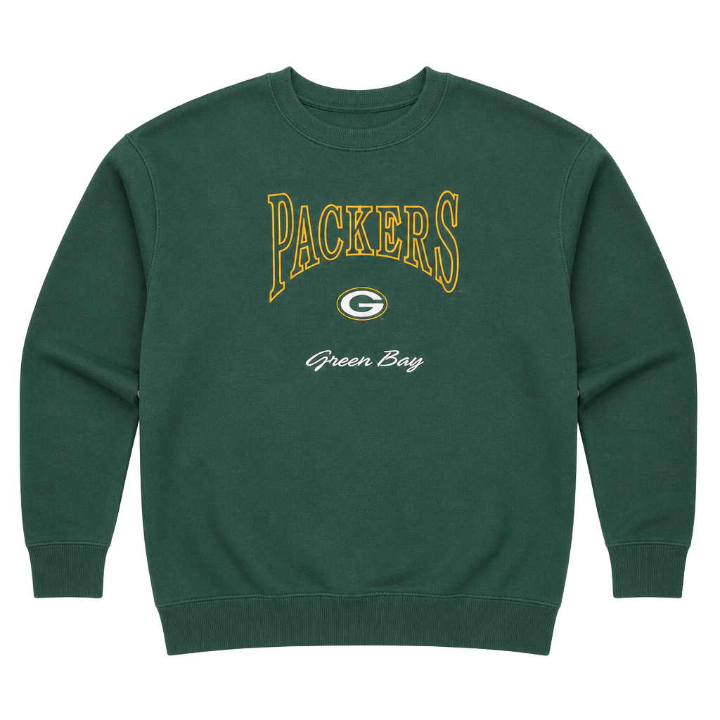 Vintage 1990s Lee Sport Green Bay Packers Spellout Embroidered Crewneck Sweatshirt XL Green 1