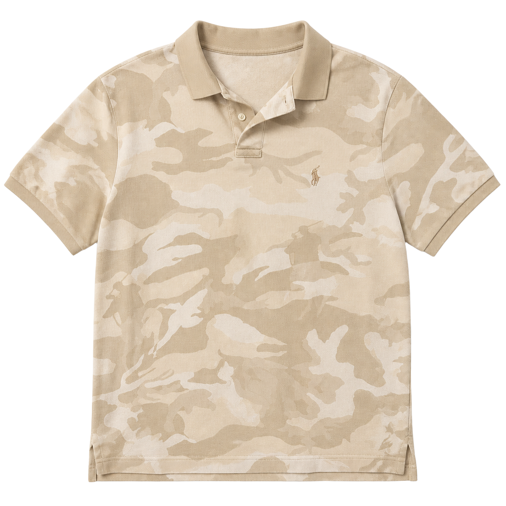 Polo Ralph Lauren Polo Shirt Size L Beige Camo Classic Fit 1