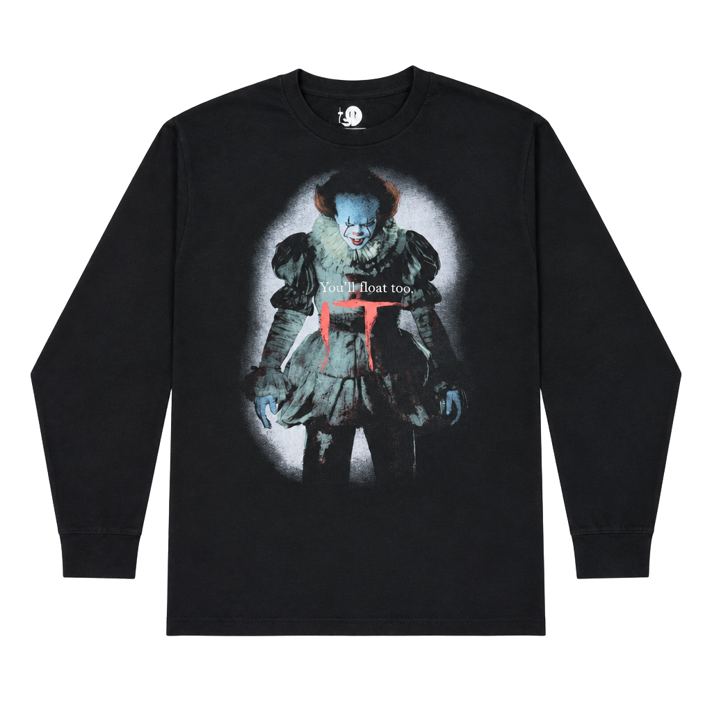 It Movie Pennywise Long Sleeve Graphic Tee Black 1