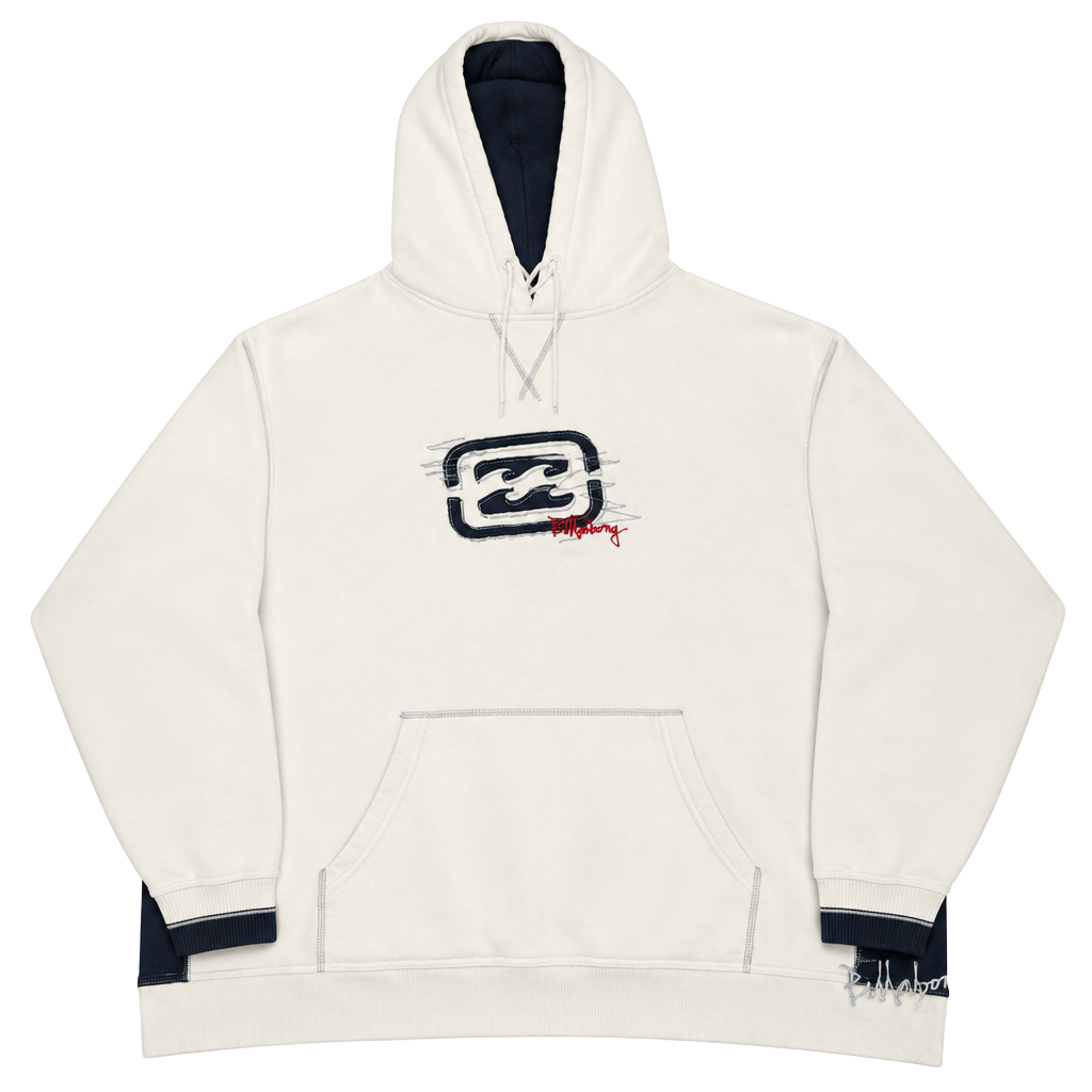 Billabong Vintage Y2K Embroidered Logo Pullover Hoodie White 1