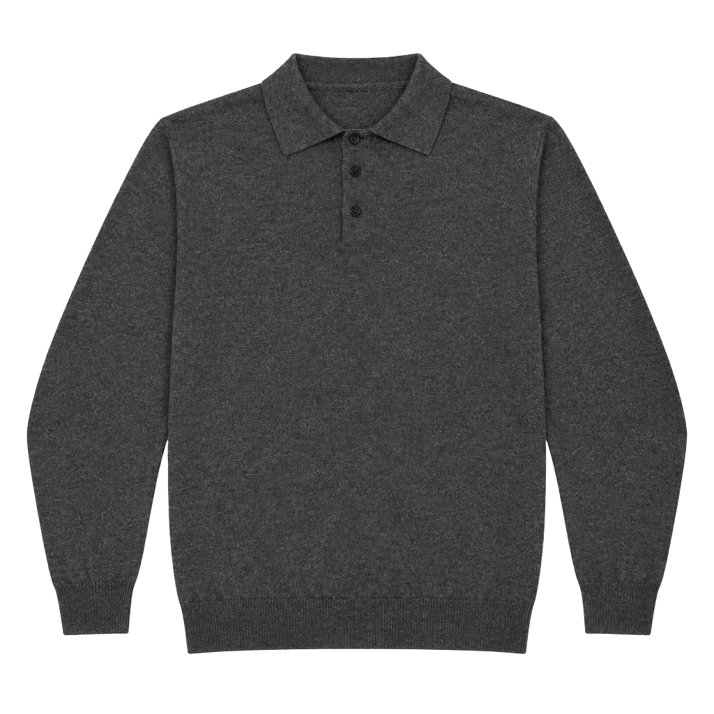 Prontuomo Merino Wool Long Sleeve Polo Size XL Green Mélange 1