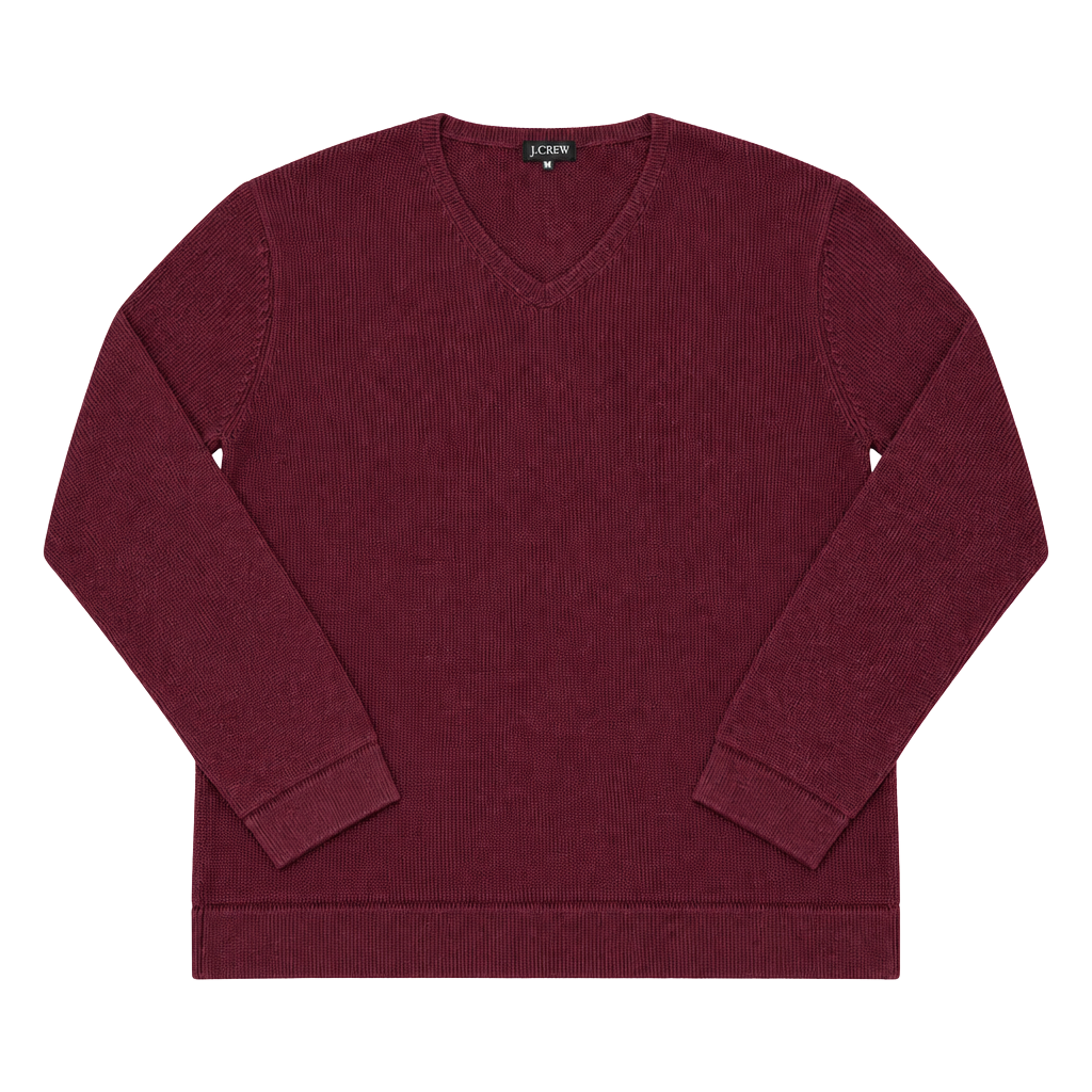 Women’s J.Crew V-Neck Sweater Small Burgundy Cotton Knit Long Sleeve 1