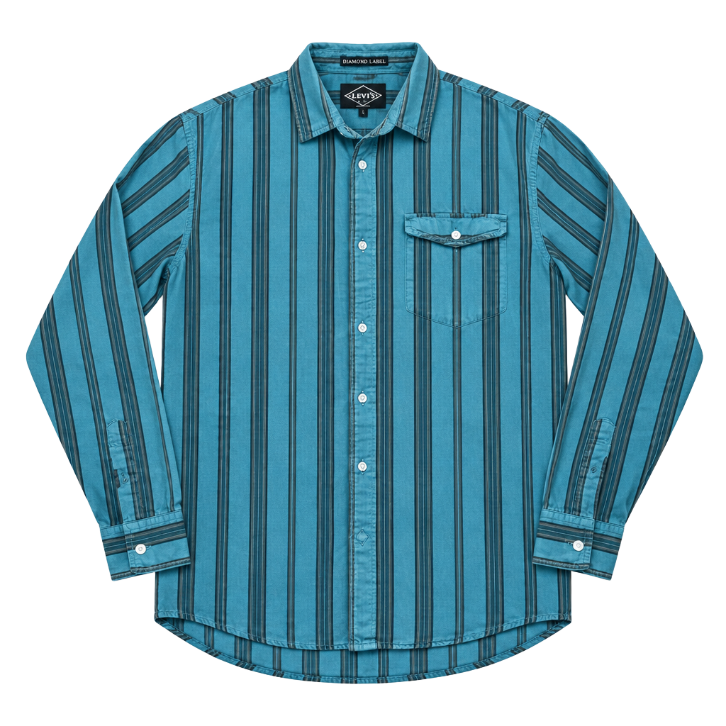 Levi's Diamond Label Striped Long Sleeve Button Down Shirt L 1