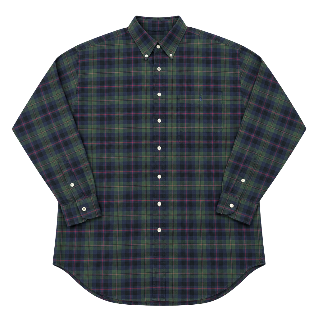 Ralph Lauren Plaid Button Down Shirt Green Blue Blackwatch 1