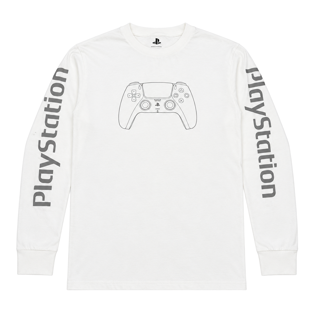 PlayStation DualSense Controller Long Sleeve T-Shirt White 1