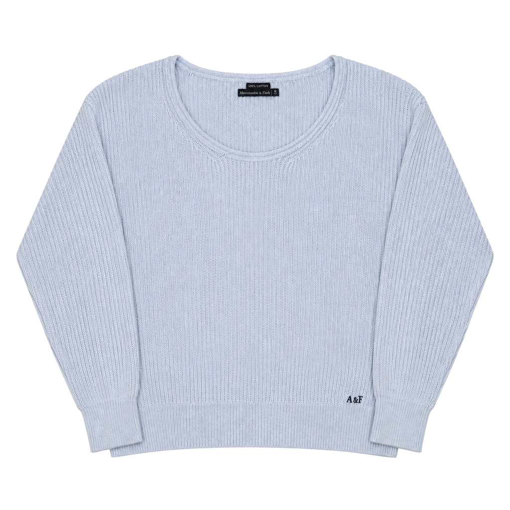 Abercrombie & Fitch V-Neck Ribbed Cotton Sweater Size M Light Blue 1