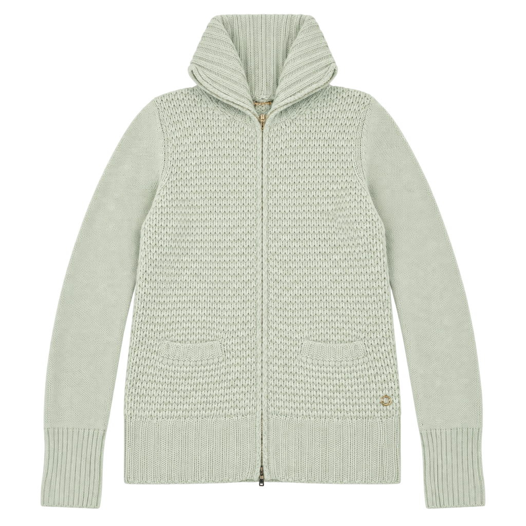 Loro Piana Light Green Cashmere Zip Up Sweater Made in Italy 1
