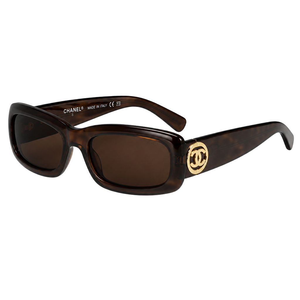 Chanel Tortoise Shell Rectangular Sunglasses with Case 1
