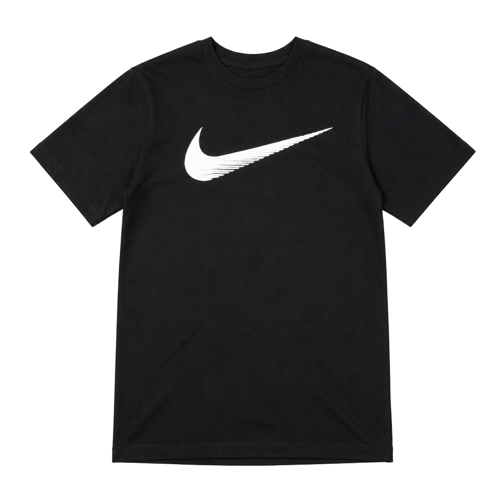 Dri-FIT The Nike Tee Short Sleeve Black T-Shirt with Striped Swoosh Logo Size S 1