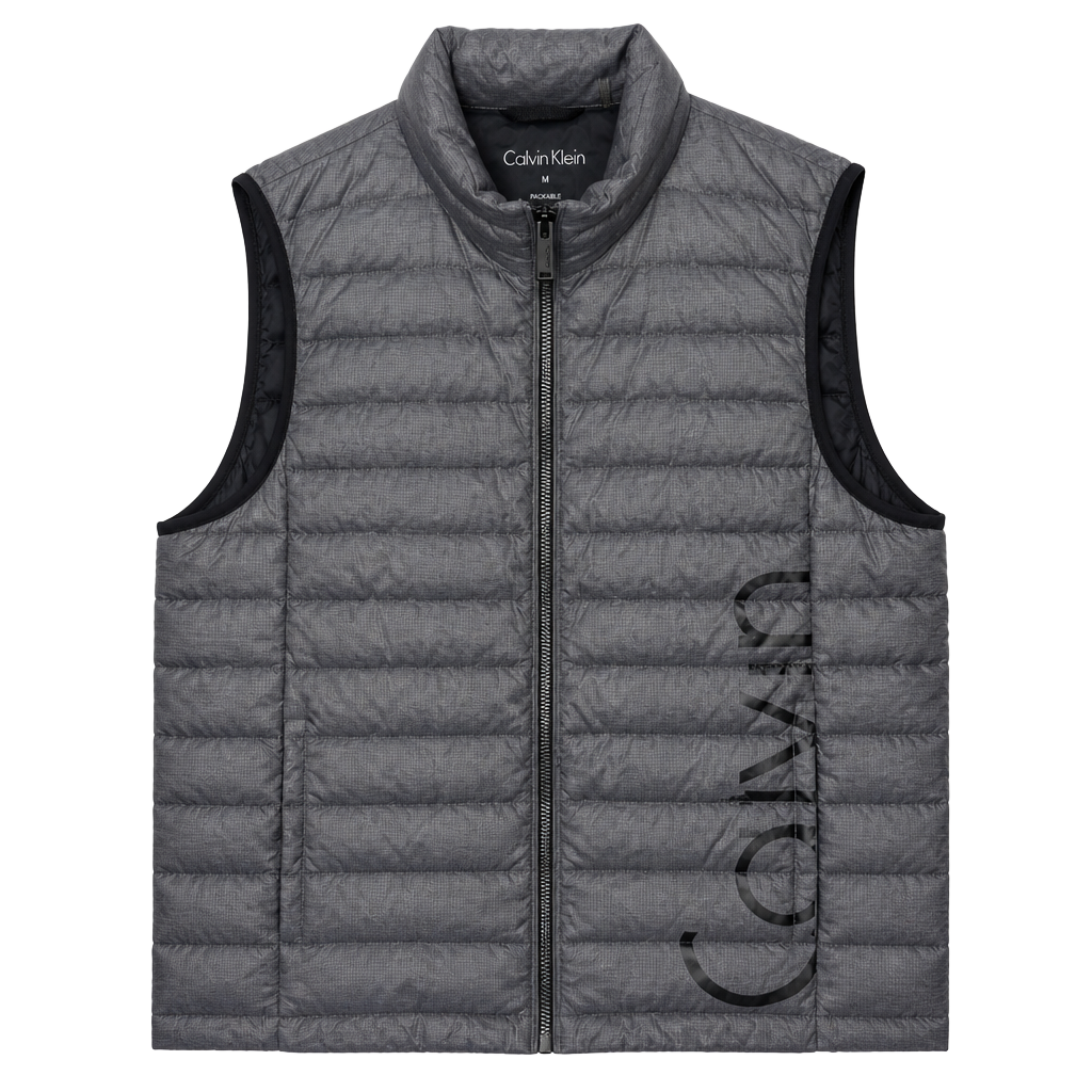 Calvin Klein Men's Packable Lightweight Premium Down Puffer Vest Gray Size M 1