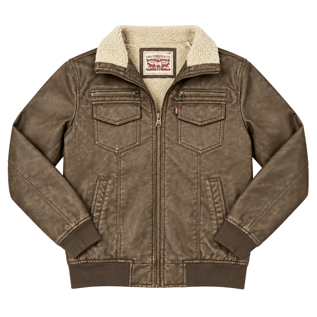 Levi's Faux Leather Bomber Jacket Brown 1