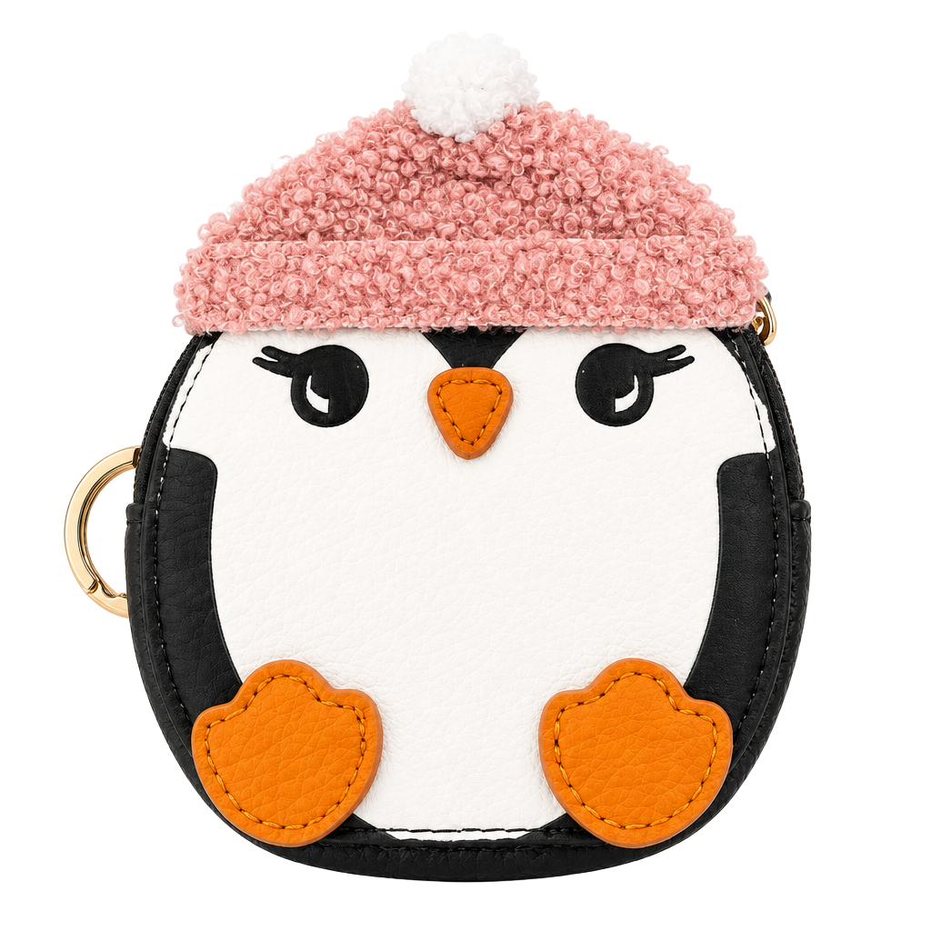 LC Lauren Conrad Penguin Coin Pouch Dusty Pink Beanie 1