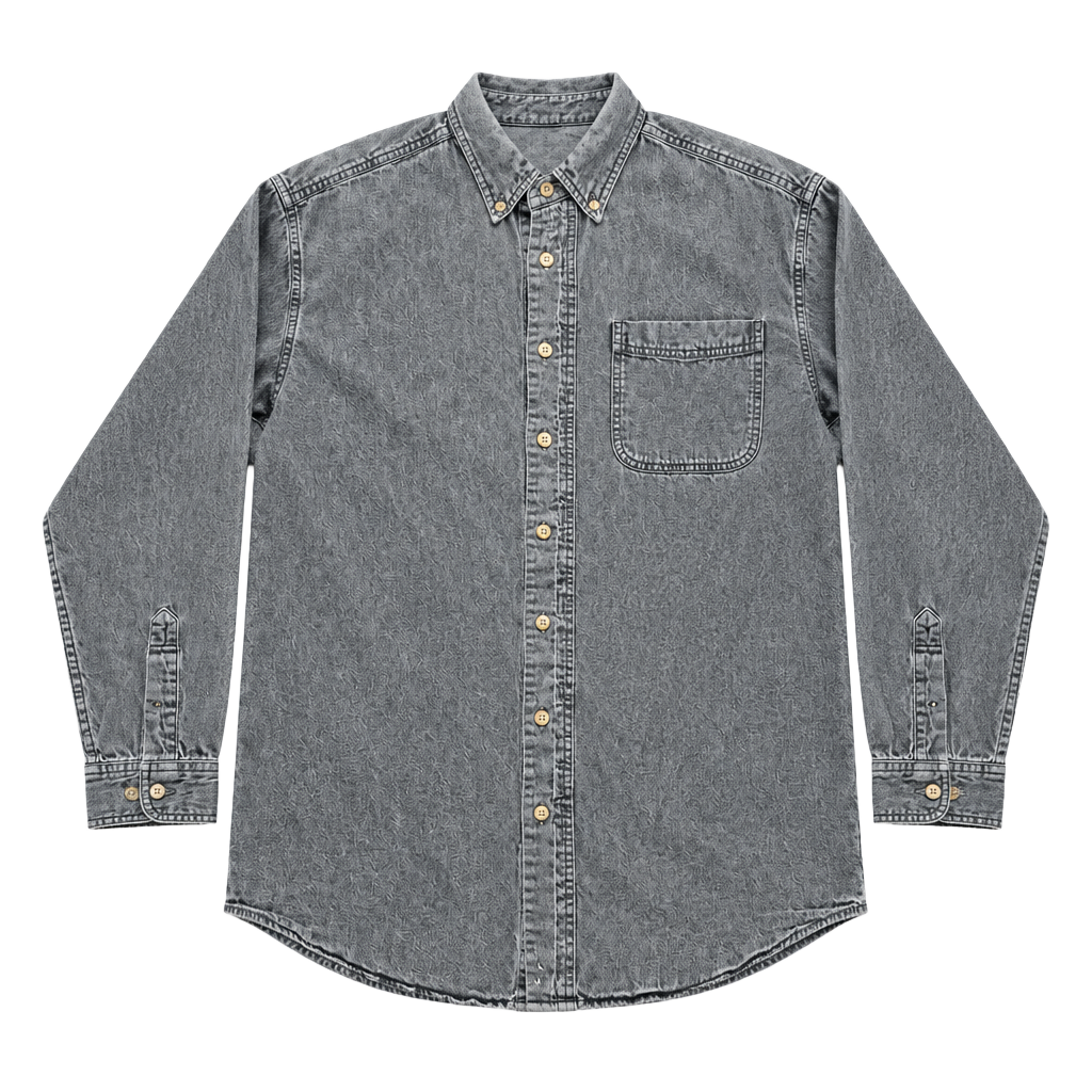 L.L. Bean Denim Shirt Men's Med-Tall Gray Long Sleeve Cotton 1