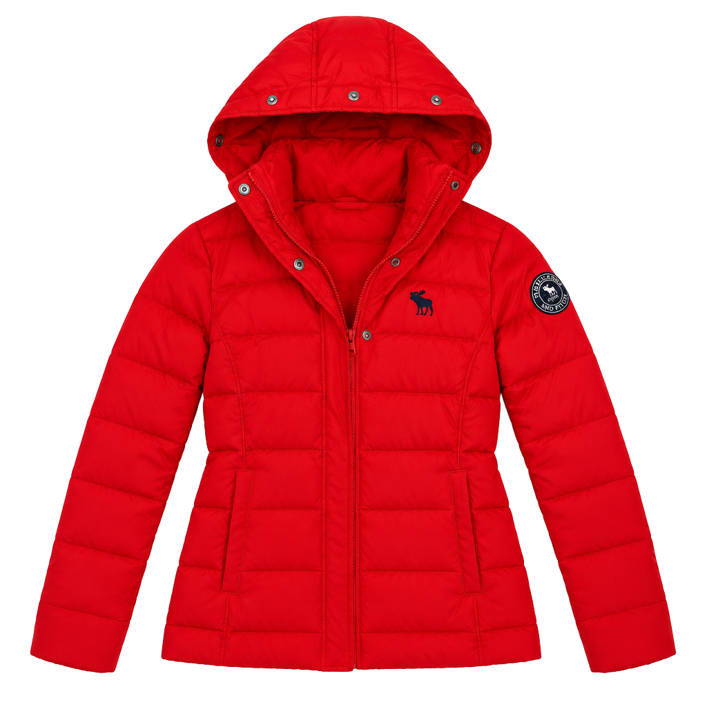 Abercrombie Kids Puffer Jacket Size M Red Hooded Coat 1