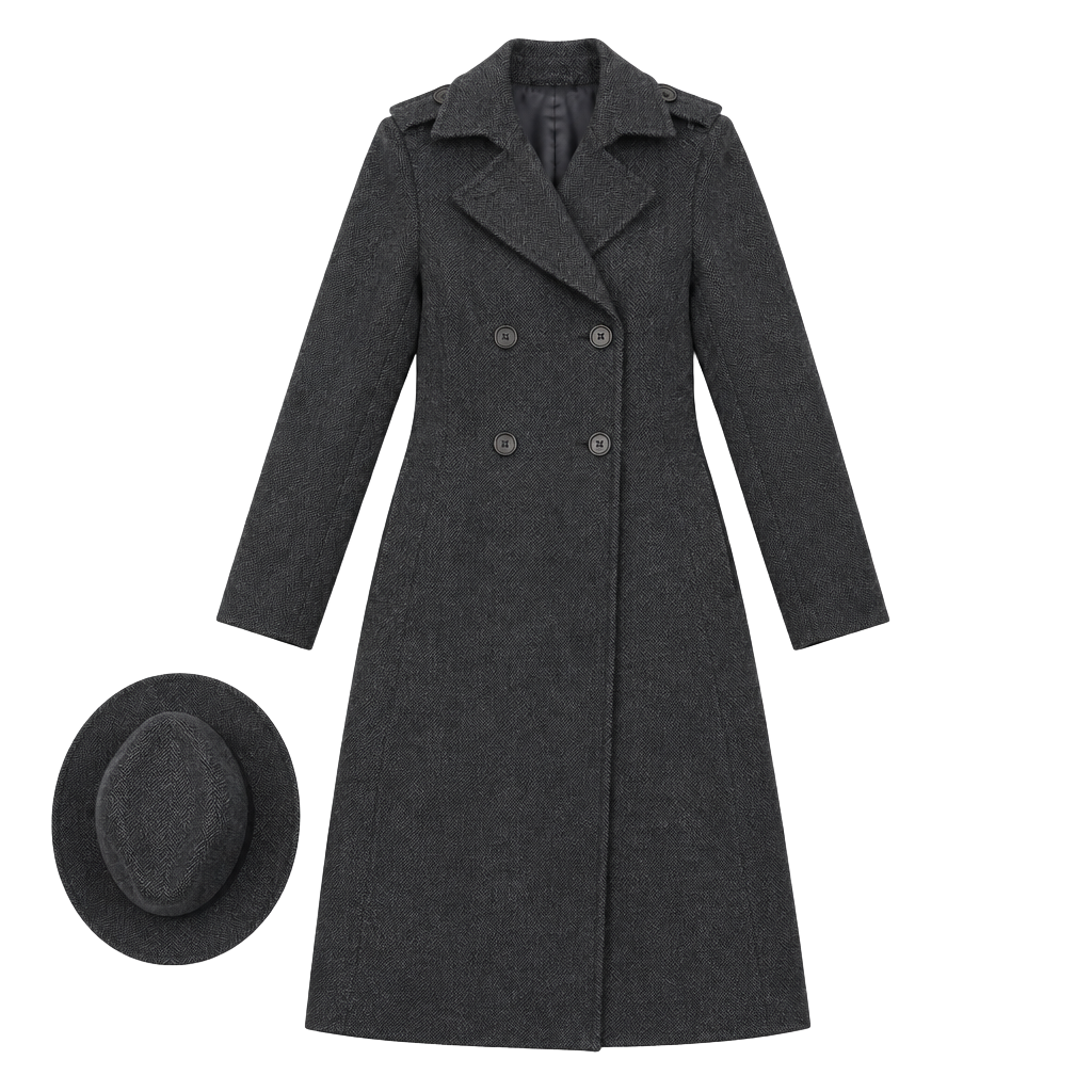Theory Wool Blend Long Trench Coat Size P Charcoal Gray 1