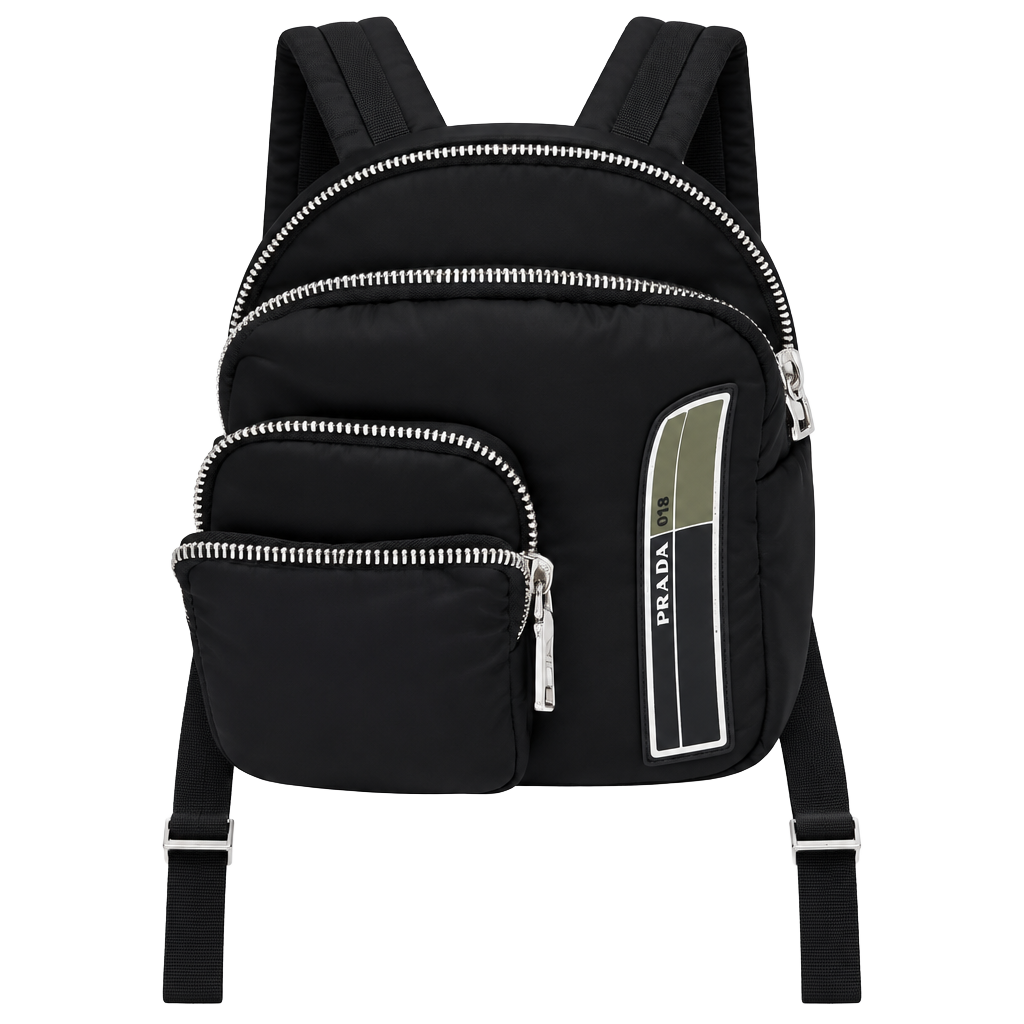 Prada Black Nylon Chest Pack, Olive Logo Stripe 1