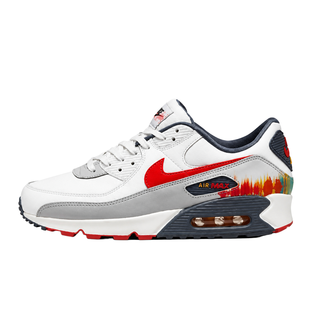 Nike Air Max 90 Premium Summit White Ashen Slate Pure Platinum Bright Crimson - UK 12 1