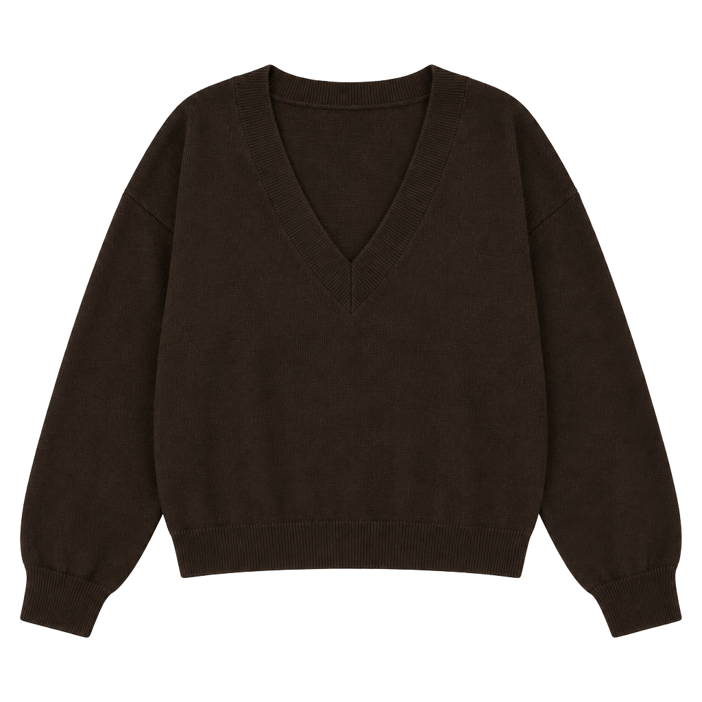 Skims Cozy Sweatfleece Mega V-Neck Sweatshirt Brown SMALL 1