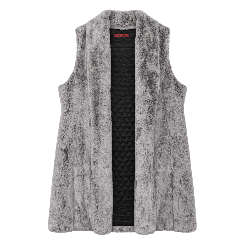 Alice + Olivia Faux Fur Vest Size S Gray Quilted 1
