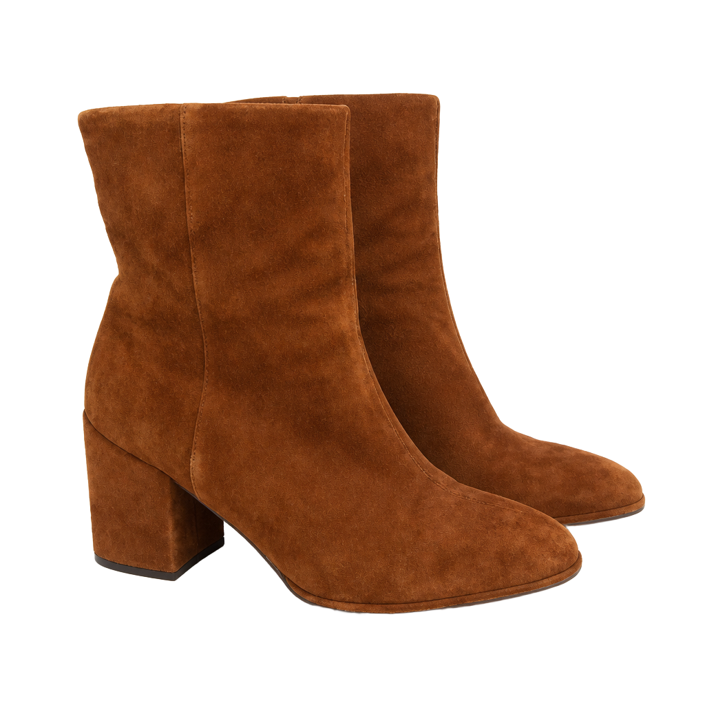 Stuart Weitzman Ankle Boots Size 7.5M Brown Suede Block Heel 1
