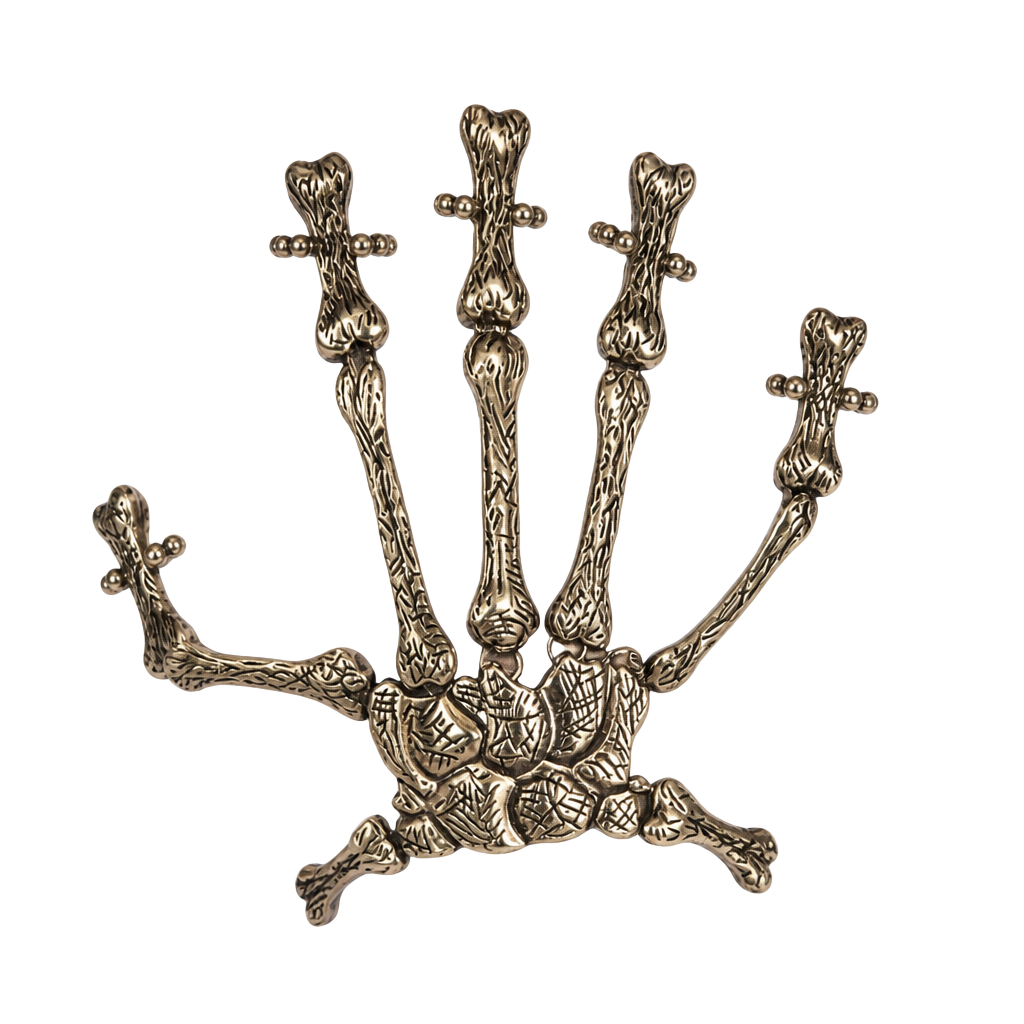 Gothic Silver Skeleton Hand Bone Bracelet with Finger Rings 1