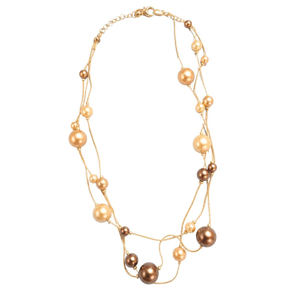 RMN Multi-Strand Floating Faux Pearl Station Necklace 1