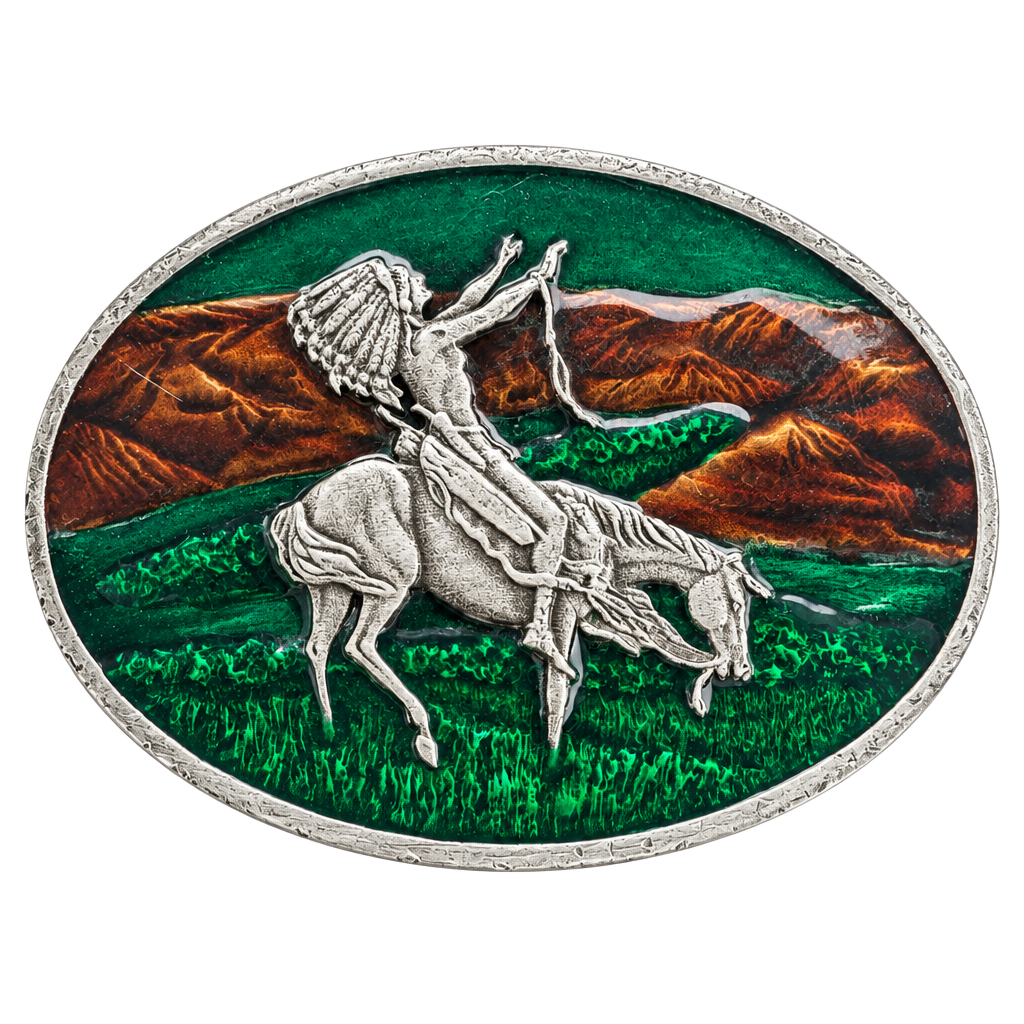 Bergamot Brass Works Chief Joseph End of the Trail Belt Buckle Enameled 1